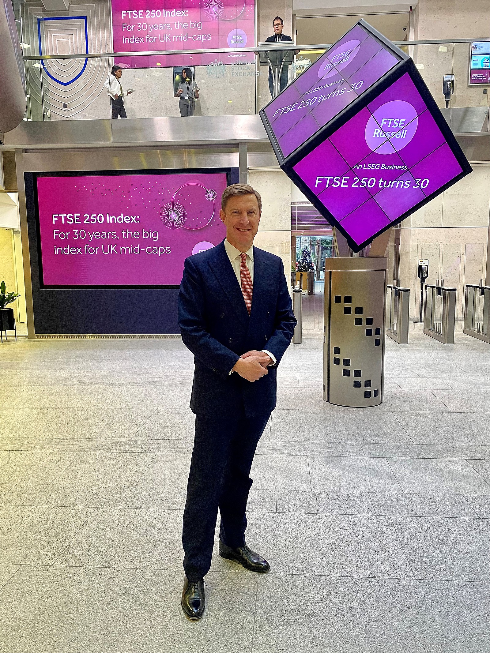 Robert Hughes-Penney represent Rathbones Group Plc for the opening ceremony at the London Stock Exchange to celebrate the 30th anniversary of the #FTSE250 Index